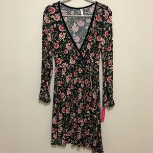 Black long sleeve flower dress